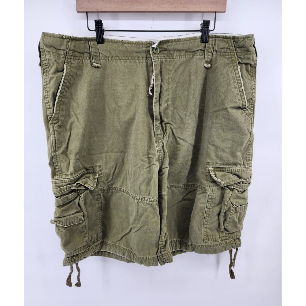Steve & Barry's Olive Green Heavyweight Cotton Cargo Shorts 40 Y2K Streetwear